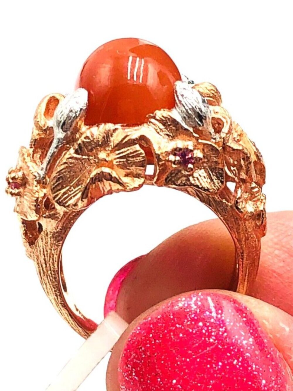 QVC Pink Moonstone Rose Gold Plated 925 Sterling Silver Ring Size 5